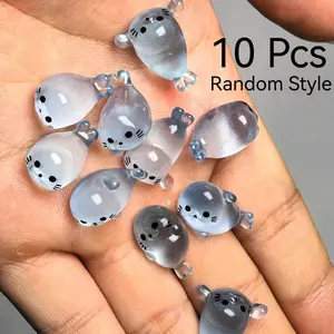 10 Piece Set Random Style Glow-In-The-Dark Mini Seal Resin Figurines, Creative Cute Cartoon Design, Desktop Home Fish Tank Decor