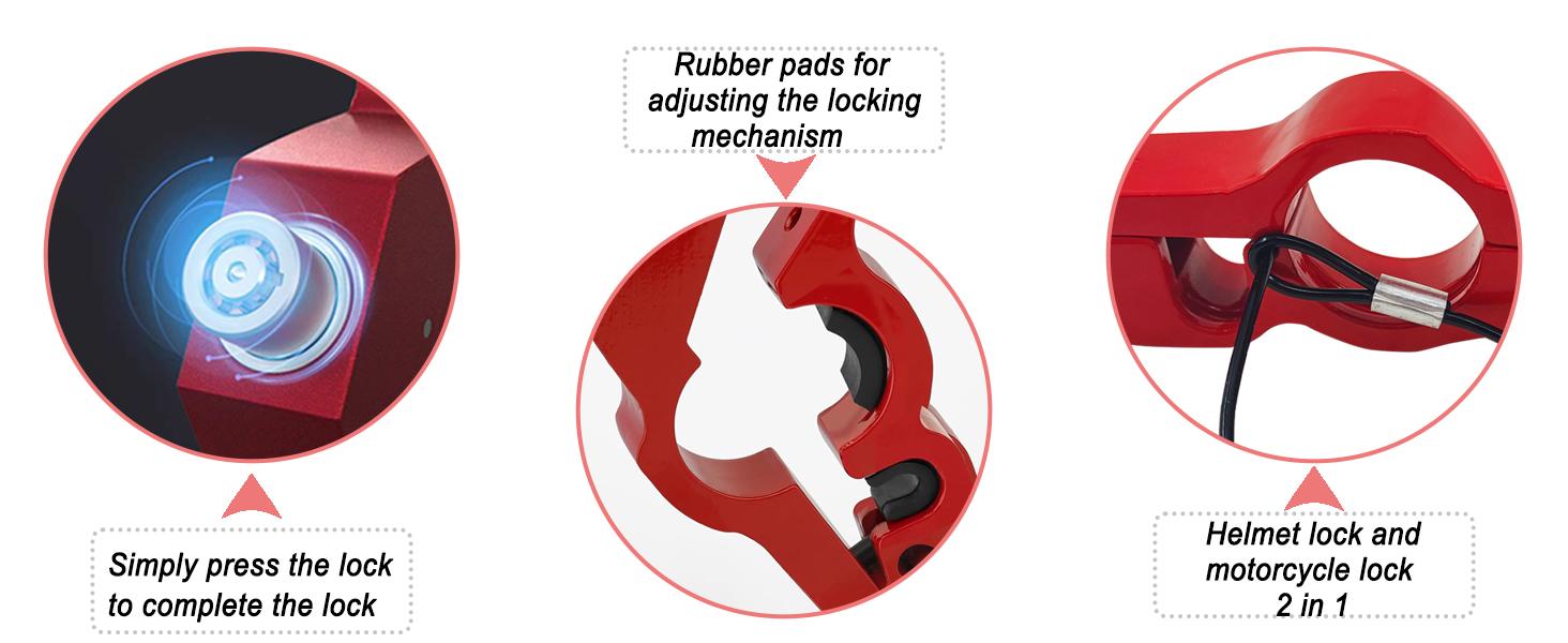 Motorcycle Locks, Helmet Locked & Brake Lock Combo, Anti Theft Motorcycles Handlebar Lock for Motor Moped Motorbike Scooters ATV Dirt Bike Street Bike Electric Scooters Motorcycle Locks, Helmet Locked & Brake Lock Combo, Anti Theft Motorcycles Handlebar Lock for Motor Moped Motorbike Scooters ATV Dirt Bike Street Bike Electric Scooters