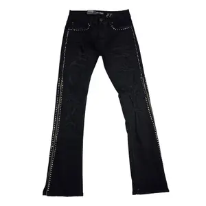 BLACK LIGHT MEN'S FLARE FIT JEANS WITH ZIPPER ON THE SIDE
