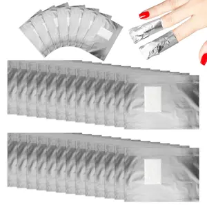 400 pcs Nail Polish Remover Foil Nail Wraps, Nail Foils Soak Off, Gel Finger Polish Remover Foil Wraps with Pre-attached Lint Free Larger Cotton Pad for Nails Removal