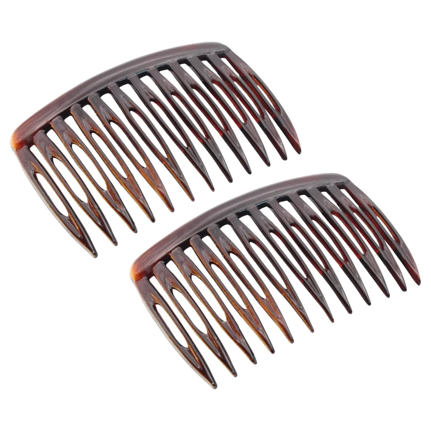Parcelona French Compact Curved Fit Shell Small Cellulose Side Hair Combs(2 Pcs)