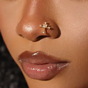 Cross My Heart Nose Stud - Surgical Steel 20 Gauge L-Shape 7mm x 4mm Hypoallergenic