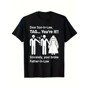 ToolHeaven Wedding Humor Shirt for Groom and Bride’s Father - Exclusive Label, Black and White Design