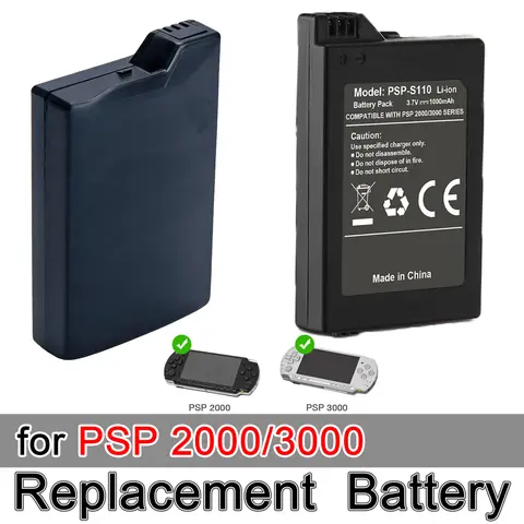 Lithium High Capacity Replacement Battery Pack for PSP 2000/3000/PSP-S110 Gaming Consoles - 1 Pc, 3.7V, 1000mAh Li-ion, Portable Accessory, Perfectly Fits Battery Slot, High Capacity Battery