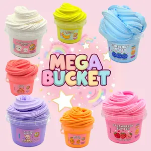 Butter Slime Mega Bucket 16 Fl Oz Large Slime Scented Non Sticky Made in USA Beginner Friendly  Scented Blueberry, Strawberry, Marshmallow