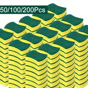 50/100/200pcs, Multifunctional Cleaning Sponges, Double-Sided Cleaning Cloths for Home Use, Dishwashing Sponges, Premium Kitchen Sponges, Durable Scratch-Free Sponge Wipes, Super Absorbent, Cleaning Supplies, Cleaning Tools.