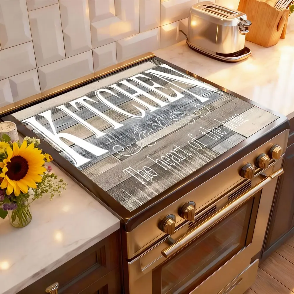 Soft Electric Stove Cover Cook Top Panel Protector Pad,Farm Wood Grain Design, Scratch Resistant, Easy to Clean, Multi-Purpose Home Kitchen Protector, Mother's Day Gift, Indoor Grills Accessories