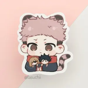 Tiger holding Trio Anime Vinyl Sticker