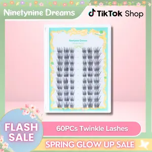 Ninetynine Dreams 60PCs Twinkle Lashes | Natural Cat & Siren Eye Style 9-13mm C+ Lash Clusters — Soft Lightweight Ultra-Thin Band, Reusable & Pre-Mapped Beginner-Friendly Everyday Makeup Eyelashes Look