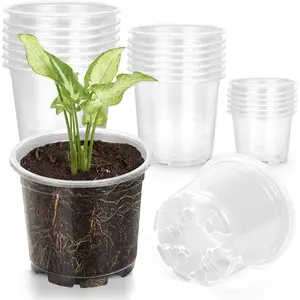 21 Pack 3.5/4/5/6/7 Inch Clear Nursery Pots for Plants, Clear Plant Pots with Drainage Holes, Flexible Plastic Plant Pots, Seedling Planter Seed Starter Pots