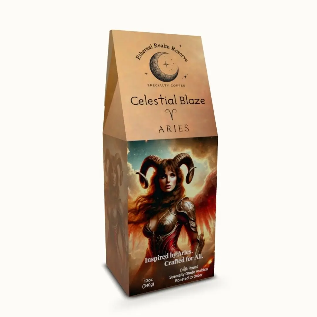 Aries — Celestial Blaze Zodiac Angel Specialty Grade Coffee - Dark French Roast with Bittersweet Chocolate & Toasted Cocoa Notes - Certified Mycotoxin Tested – Heavy Metal, Mold & Yeast Free