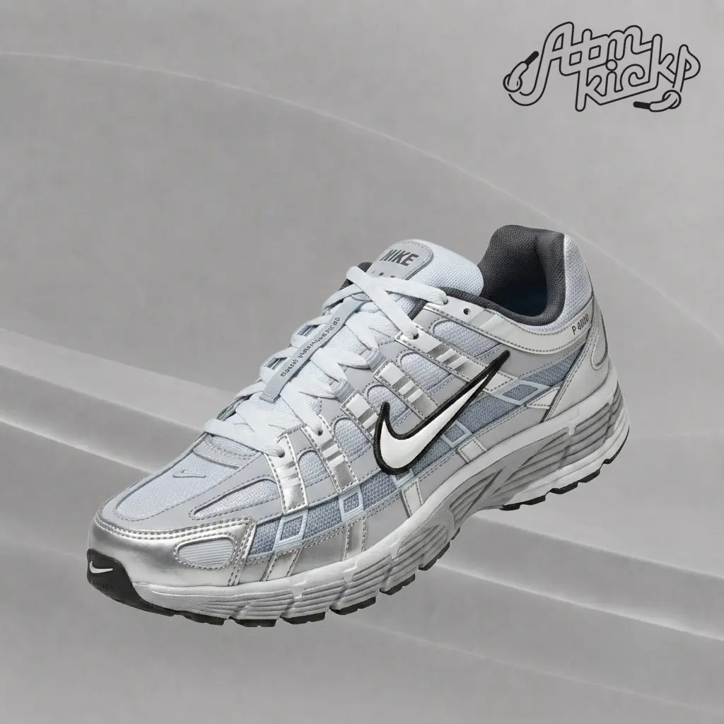 Nike P-6000 Metallic Silver Summit White-Wolf Grey IH4465-095 Youth Authentic Shoes Footwear Sneaker Trainer Comfortable Walking Fashion Trending Gift