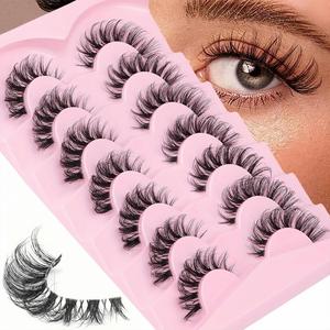 lightweight cat eye false eyelashes, natural look wispy false eyelashes for eyelashes extensions, volumized lash extension trending product, daily eyelash extension kit back to school, makeup products, makeup set, valentine's day gift