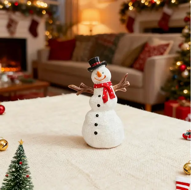 Creative Resin Christmas Snowman Figurine Ornaments - Cute Festive Home Desktop Decor, Collectible for Holiday Arrangements (Christmas-Focused Home & Garden Sculpture Statue)