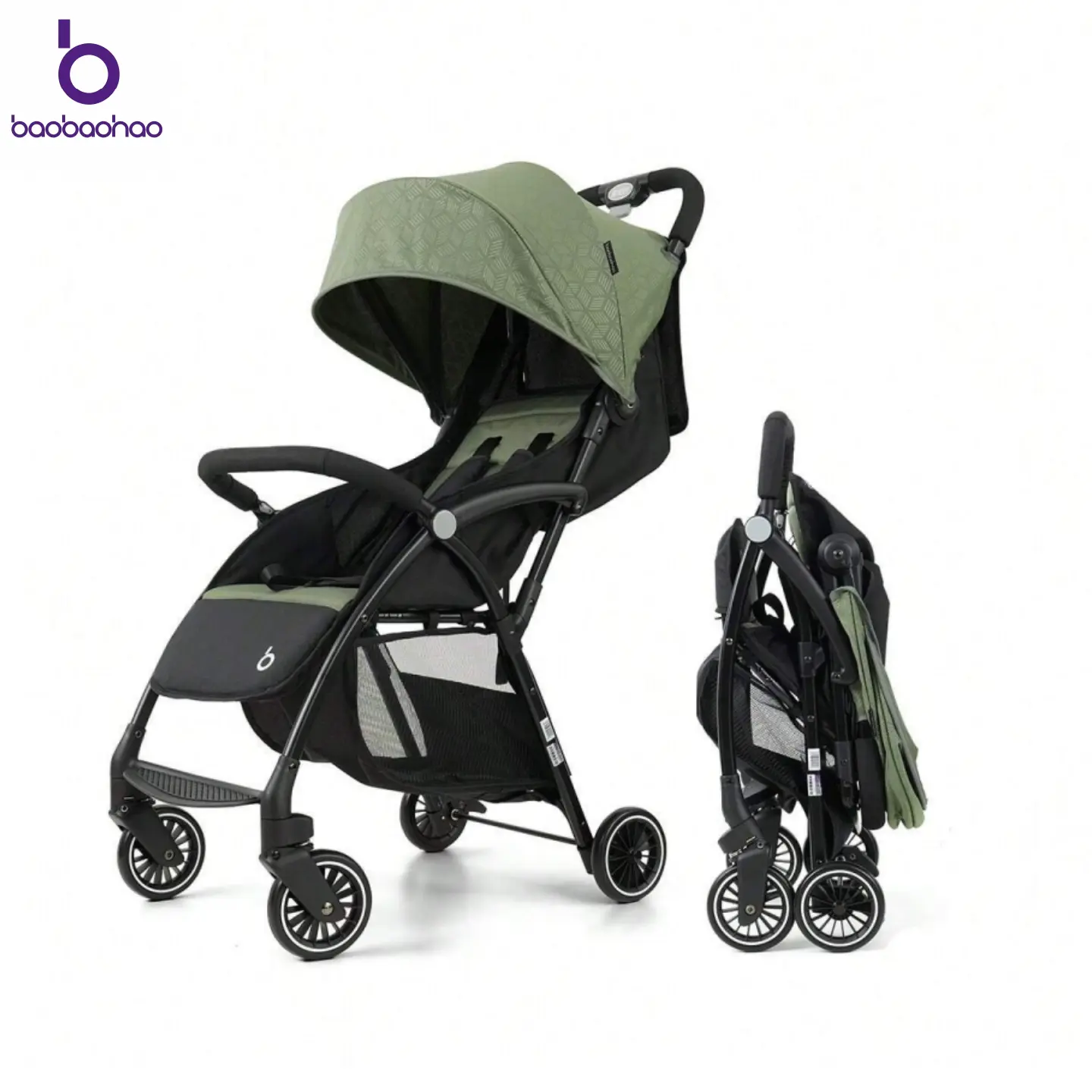 Baobaohao A10 Ultra-Light Adjustable Folding Trifold Travel Baby Stroller (4.6 kg) - 1-Handed Carry Design, Multi-Position Reclining Fabric Seat, Sun Canopy, Storage Basket, Suitable for Newborns & Toddlers (0–36 Months)