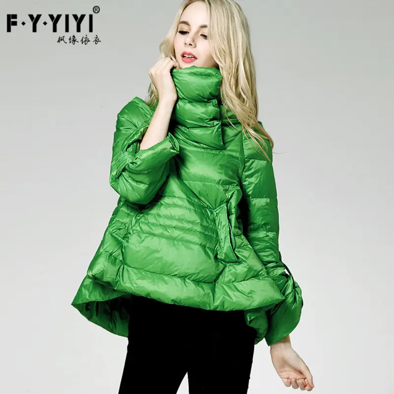 2024 down Jacket Women's Winter Fashion White Duck down A- line plus Size Lightweight Thermal Turtleneck down Jacket One Piece Dropshipping