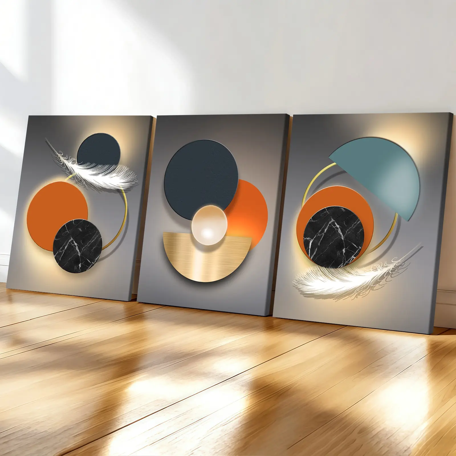 3-count wooden frame canvas, modern geometric abstract art poster, Modern Abstract Design, modern art living room wall decoration, modern home decor, family poster, suitable for bedrooms, corridor art, Decorative Wall Art
