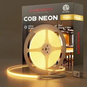 Neon LED Strip Light Ultra Bright Waterproof COB Neon Rope Light Warm White Cuttable Strip Light for Cabinet Bedroom Commercial