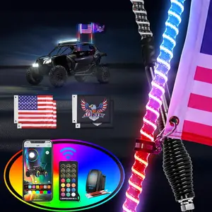 Nilight 2 PCS 3FT COB RGB LED Whip Antennas, Car Light Embellishments with Spring Base, Remote & App Control, DIY Patterns, Turn/Brake/Reverse Lights for Offroad ATV UTV Vehicles