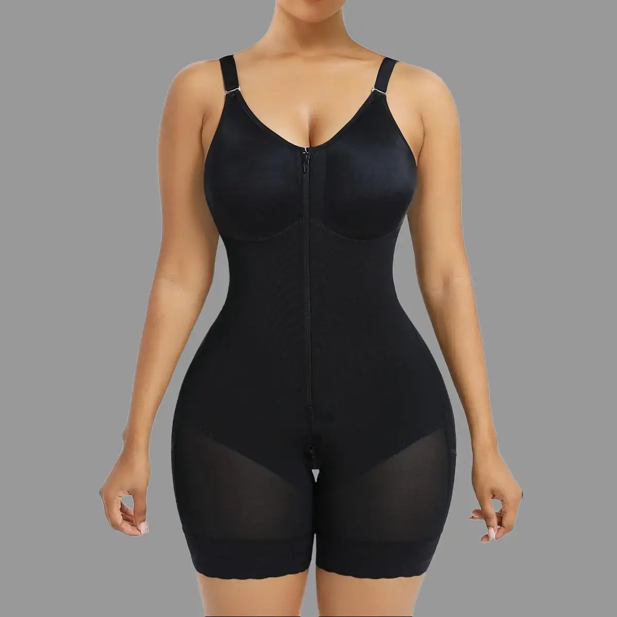 YIANNA Women's Colombian Fajas Shapewear Bodysuit - Fit, Waist-Cinching, Fitted, Body-Hugging, Control Features, Tummy Control, Butt Lifter, Zipper Crotch, Detachable Shoulder Straps, Waist-Cinching Shapewear Bodysuit
