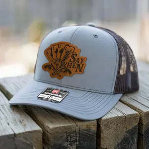 Say When Bullrider Richardson Hat, Funny Hat For Rodeo Fans, For Him, Idea Gifts, Trendy Hat, Leather Patch Richardson 112 Hat, Snapback