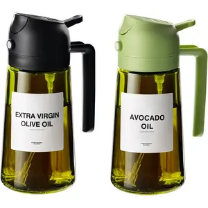 -  16oz/470ml Olive Oil Dispenser Bottle for Kitchen Gadgets and Air Fryer Accessories - Olive Oil Sprayer for Cooking w/Stickers - Black&Green