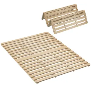 Naudacaa Wood Foldable Slatted Bed for Japanese Floor Futon Mattress, Solid Pine Bed Frame, Moisture-Proof Tatami Beds Plate, Guest Tatami Mat Floor Sleep Bedding