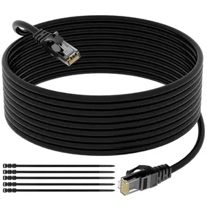 Cat 6 Outdoor Ethernet Cable 200 Ft, Heavy Duty Patch Cord Suppot POE High Speed Network Cable, RJ45 Internet Cable, UV Waterproof Direct Burial & Indoor+15 Ties