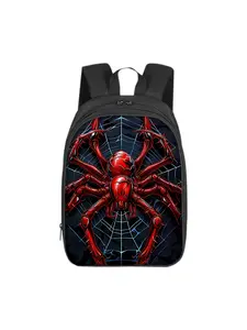 Red spider pattern printed 14 inch 35 cm height double-layer backpack