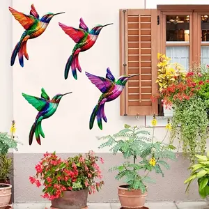 Colorful Hummingbird Wall Art, 3D Bird Sculptures for Outdoor and Indoor Decor, Ideal for Patio, Balcony, Fence, Home Decoration