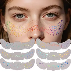 6pcs Freckles Face Tattoo, Sparkle Freckles for Women, Waterproof Temporary Face Tattoos, Glitter Glow Up Patches for Mardi Gras