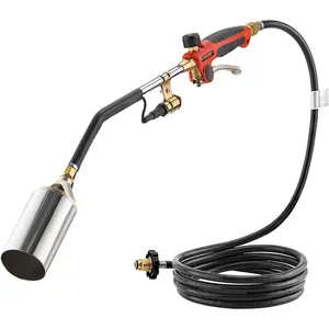 VEVOR Propane Torch Weed Burner, High Output 1, 800, 000 BTU with 10 ft Hose, Heavy Duty Blow Torch with Adjustable Flame and Turbo Trigger Push Button Igniter, Flamethrower Kit for Garden Ice Snow Road