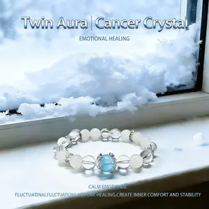 Twin Aura Cancer Zodiac Crystal Bracelet for Emotional Healing & Protection Stress Relief Thoughtful Gift