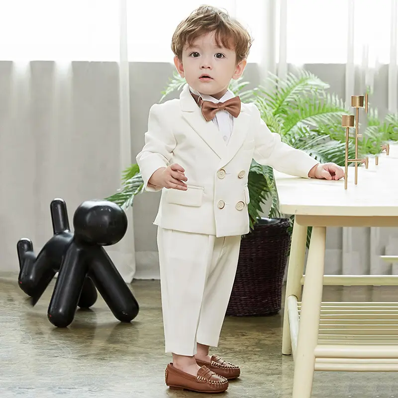 White three-piece set (top + pants + shirt)