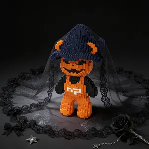 Halloween Pumpkin Ghost 3D Puzzle Building Blocks Decoration, Bookshelf Home Office Cabinet Decor, Party Living Room TV Stand Display