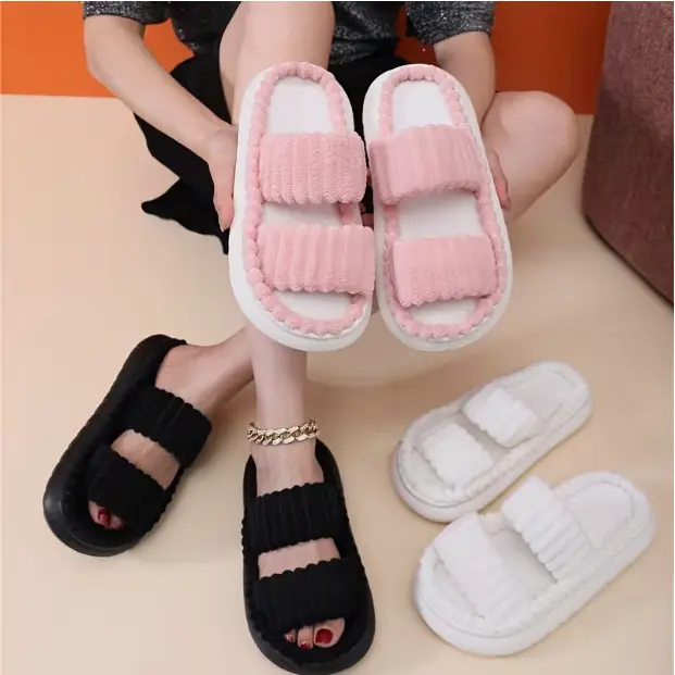 Minimalist Fluffy Home Slippers,Open Toe Bedroom Sandals for Gifts,CasualSoft Platform Pink Bedroom Slippers, FuzzyWarm Slippers for Women 2025, WalkingShoes, Footwear