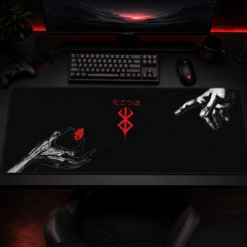 Berserk Brand of Sacrifice Desk Mat | Guts Anime Mouse Pad, Eclipse Symbol Gaming Desk Mat, Dark Fantasy Mousepad