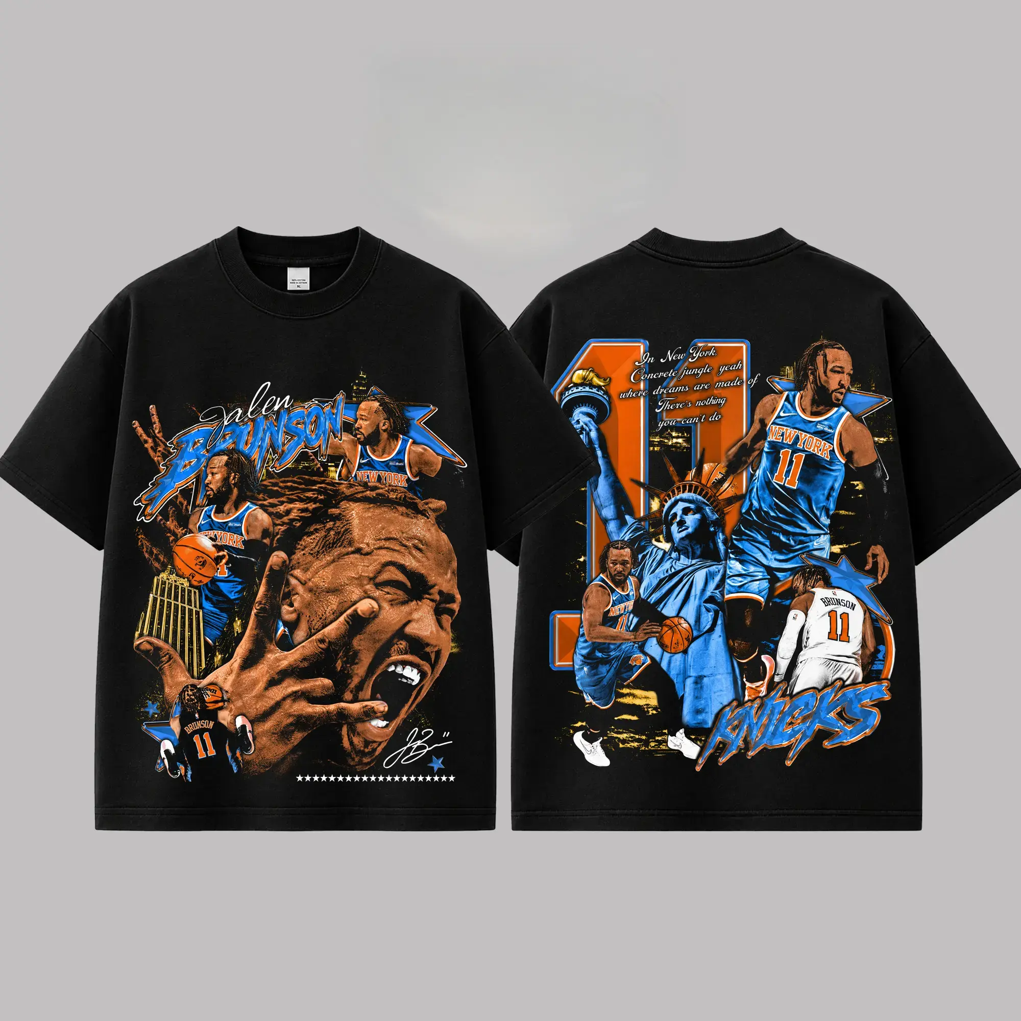 [ 🎉 100% Cotton] Retro Jalen Brunson 11 'The Brunson Burner' Graphic For Knicks Nation, Knicks Basketball Fans Apparel, Brunson Burner Fans Basketball Streetwear Tee, Gift For Basketball Fan Graphic Tee