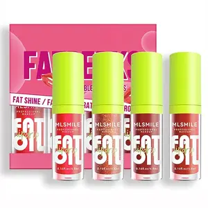 4 Colors Hydrating Lip Oil, Fat Lip Oil Drip Lip Glow Oil, Nourishing & Non-sticky Long Lasting Fresh Clear Smooth Lip Care, Shiny Transparent Tinted Plumping Lip Oil - B