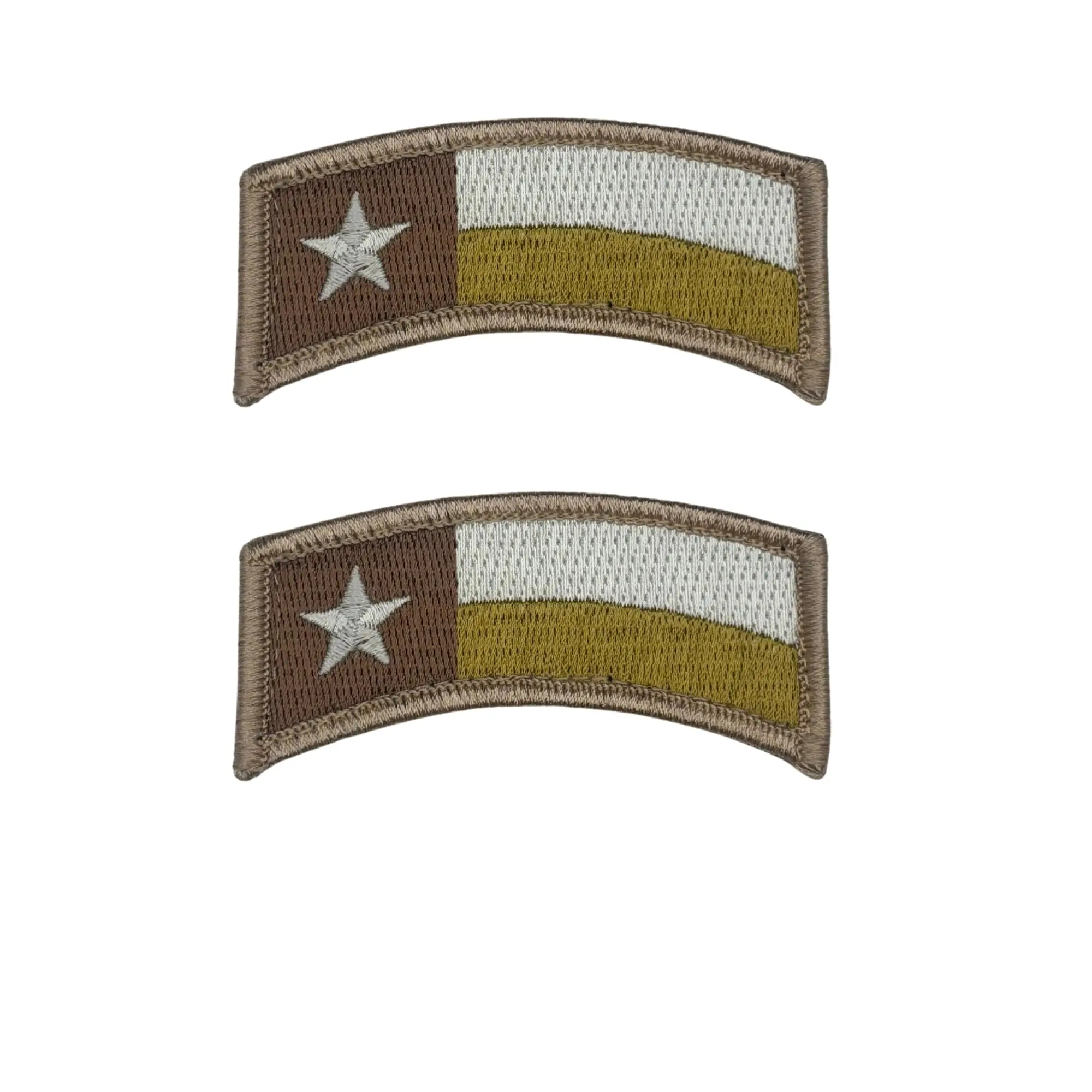 2PC Texas Tan and Yellow Flag 3x1 Inch Hook Fastener Patch for Uniforms and Clothing