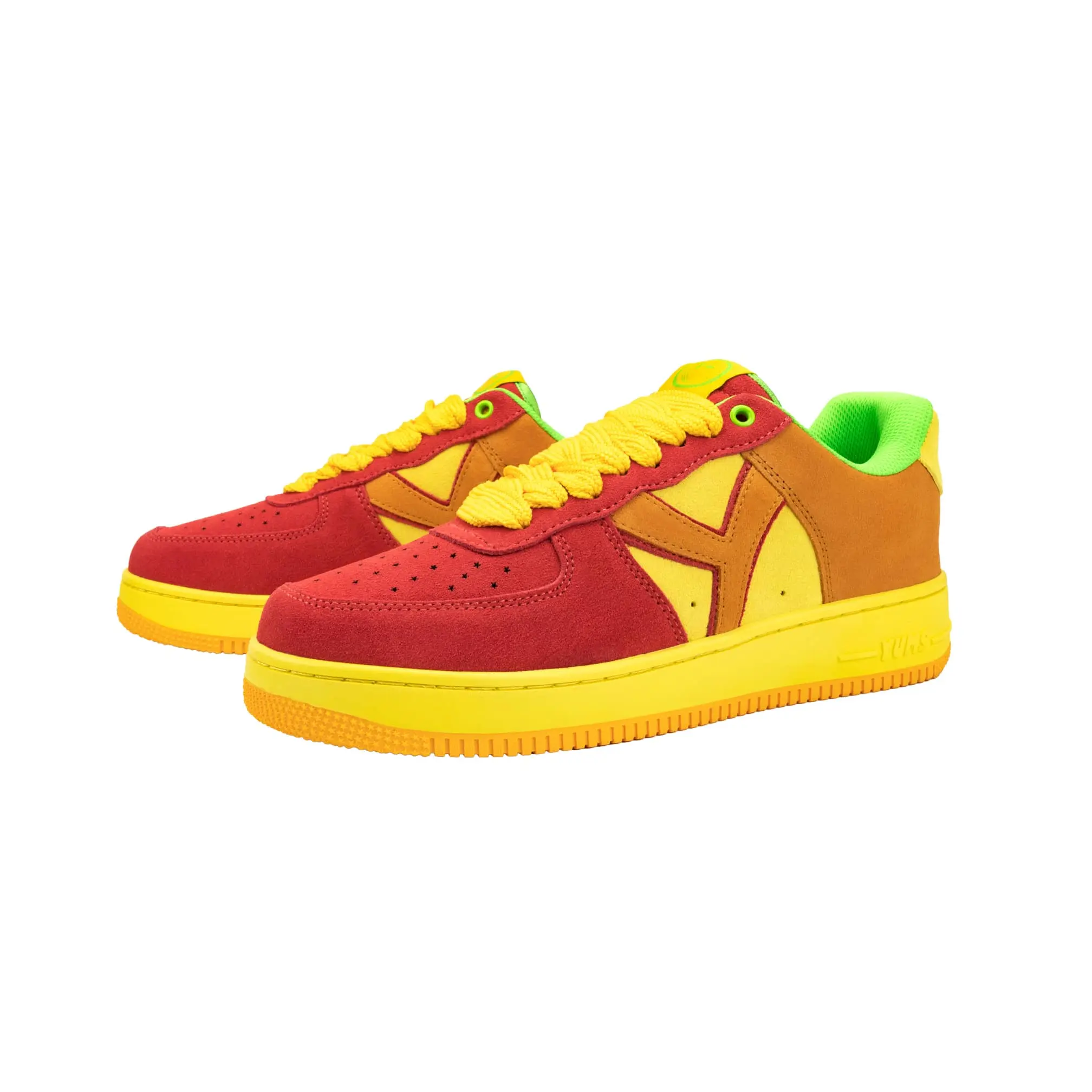 YUMS Mango Sneakers - Red, Orange, and Yellow Suede Streetwear