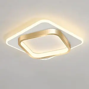 Modern LED Ceiling Light, 22w Square Acrylic Geometric Design, Suitable for Living Room Bedroom Corridor Kitchen Lighting, Warm 3000k, Soft Perimeter Lighting