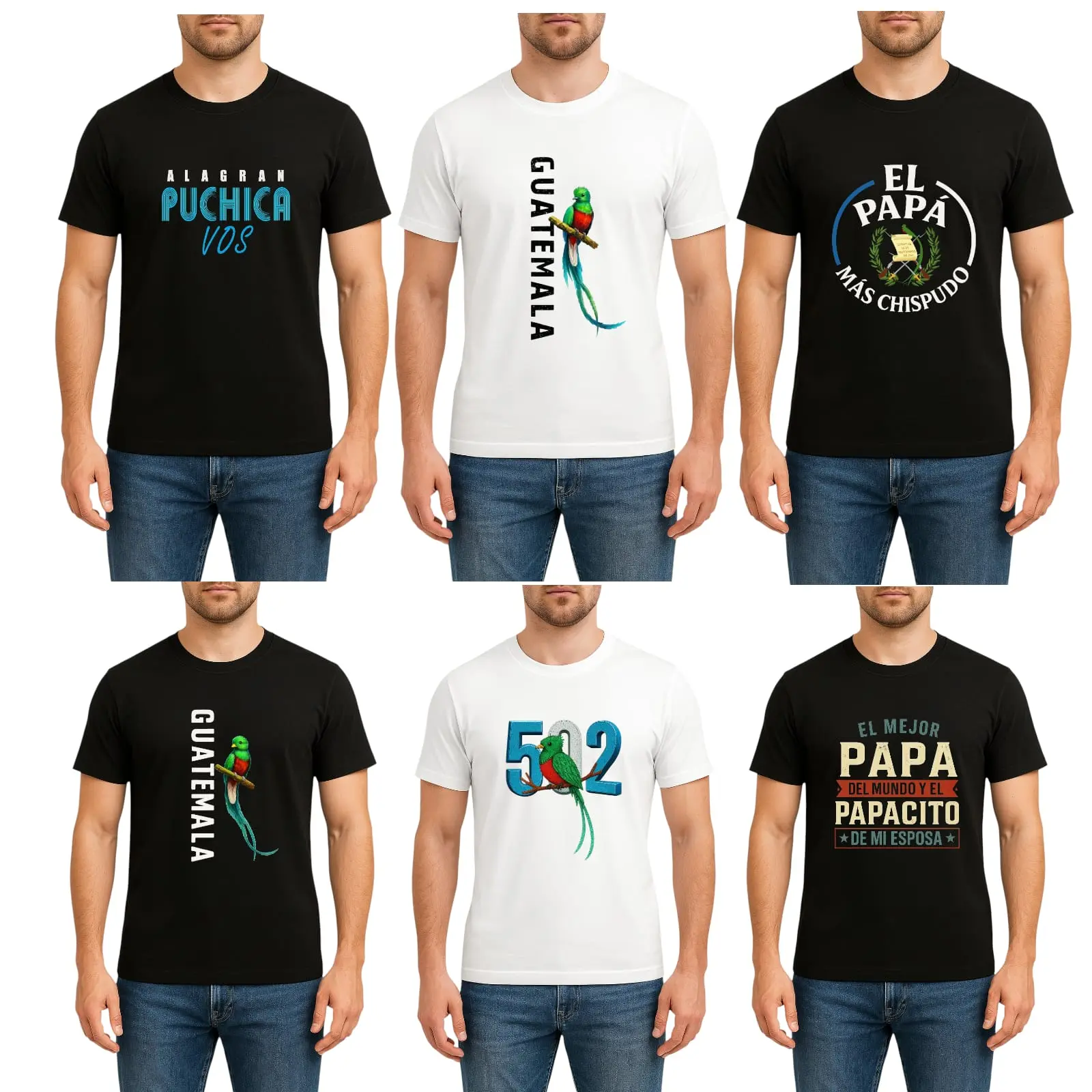 Men's Cotton T-shirt with Unique 502 Guatemala Design Featuring for Casual Wear Crewneck Short Sleeve Top Streetwear Black