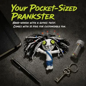 1PC Funny Prank Voodoo Doll with 10 Random Color Pins, Gothic Handmade Mummy Toy, Perfect Gift for Colleagues, Boss, or Friends