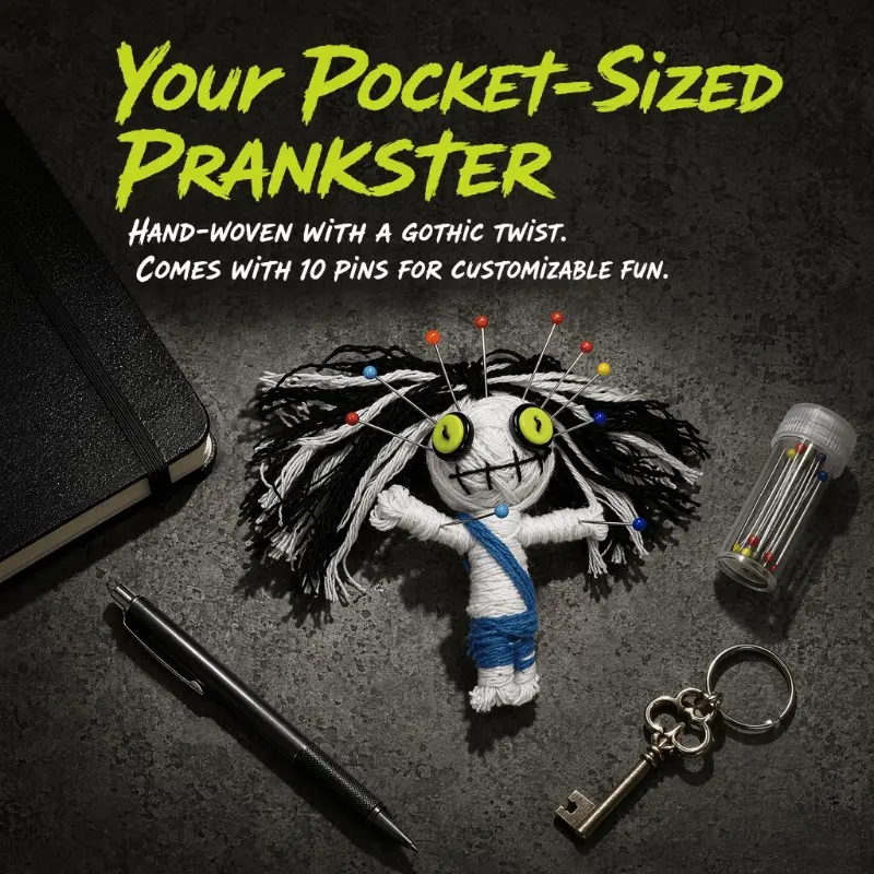 1PC Funny Prank Stuffed Voodoo Doll with 10 Random Color Pins, Gothic Handmade Mummy Toy, Perfect Gift for Colleagues, Boss, or Friends