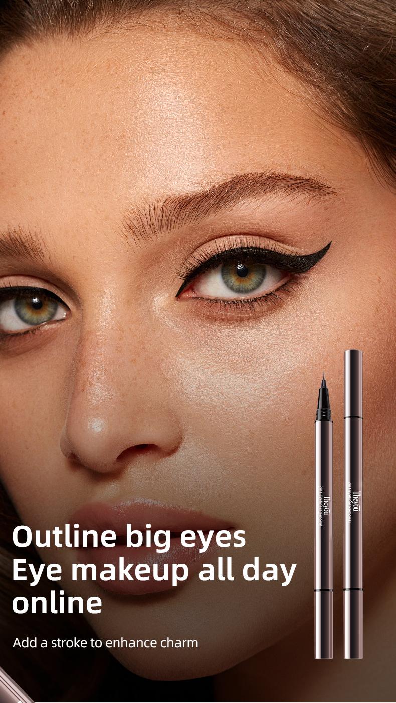 【The you】Ultra-Smooth Creamy Liquid Eyeliner | 2-in-1 Dual Tip | Weightless, Waterproof & 24H Long-Lasting