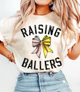 [SALE UP TO 50%] Raising Ballers Baseball Mom T-shirt, Comfort Colors Softball Graphic Tee, Game Day Fan Outfit Idea, Sports Mom Style Apparel, Soft Cotton Casual Wear, Unisex Oversized Gift For Moms