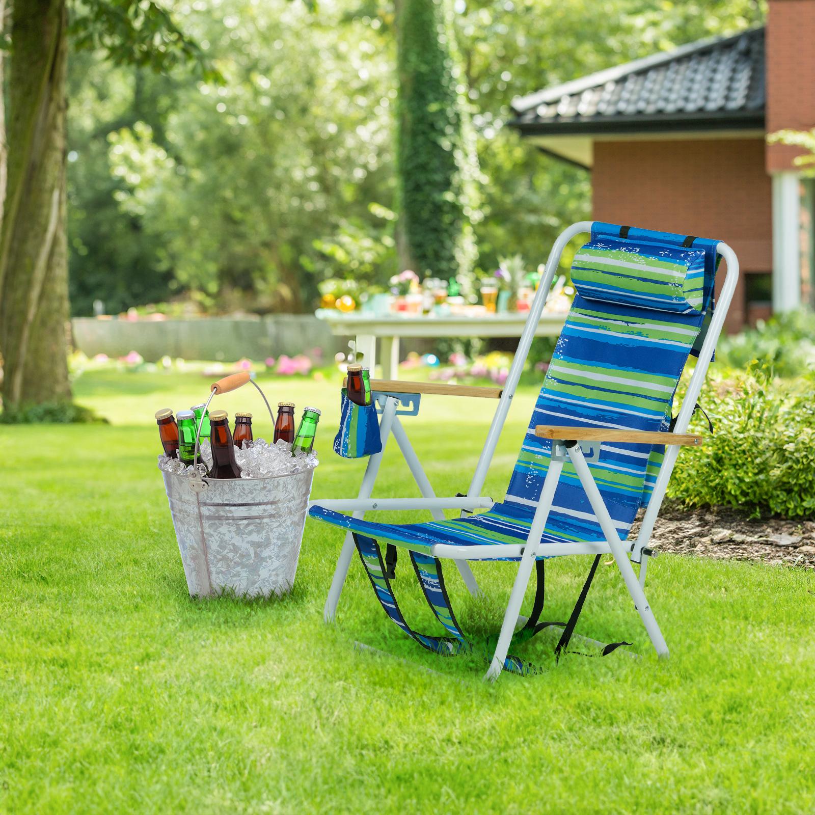Beach Chair Blue And Green Stripes