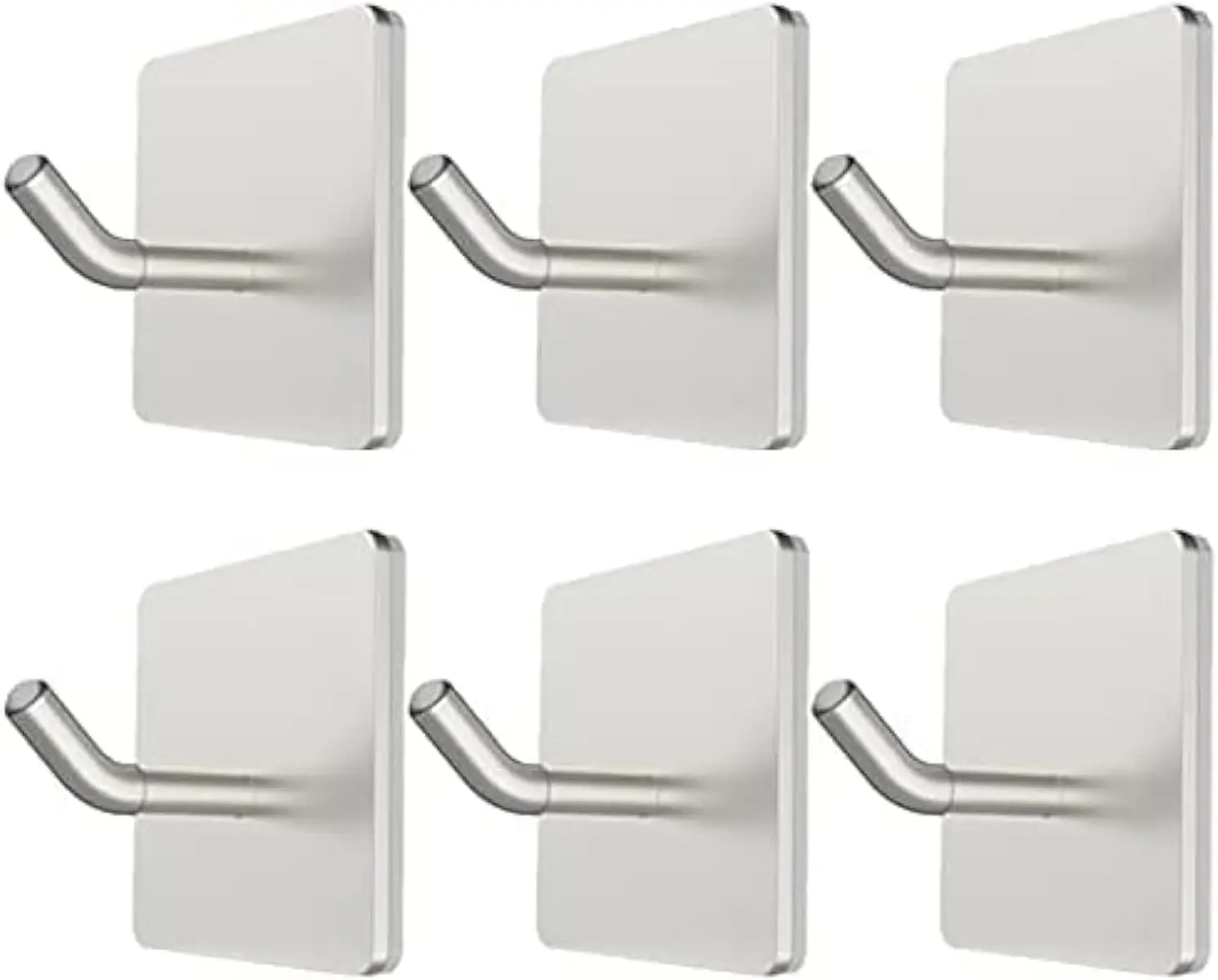 6 Pack Adhesive Hooks 3M Self Adhesive Metal Wall Sticky Hooks Hanger for Keys Bags Clothes Hat Towel Kitchen Bath Room Living Room No Drilling Needed
