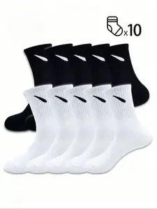 10 Pairs Unisex Breathable Sports Socks, Athletic Socks, Sweat Absorbent Odor Resistant, All-Season Versatile Footwear for Men and Women, Outdoor Sports Socks